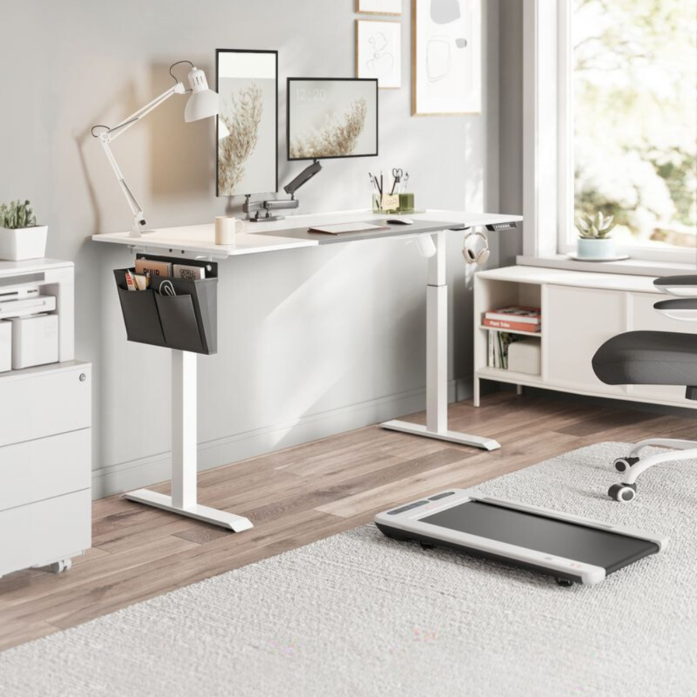 Nancy's Brandon Elektrisch Zit Sta Bureau - Computertafel - Werkbureau - Wit - Modern - 160 x 70 x 72-120 cm