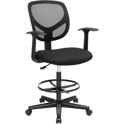 Nancy's Haypook Office chair - Swivel chair - Work stool - Ergonomic - Armrests - Height adjustable - Footrest - Black - Plastic - Fabric - 64 x 64 x 97-117 cm 