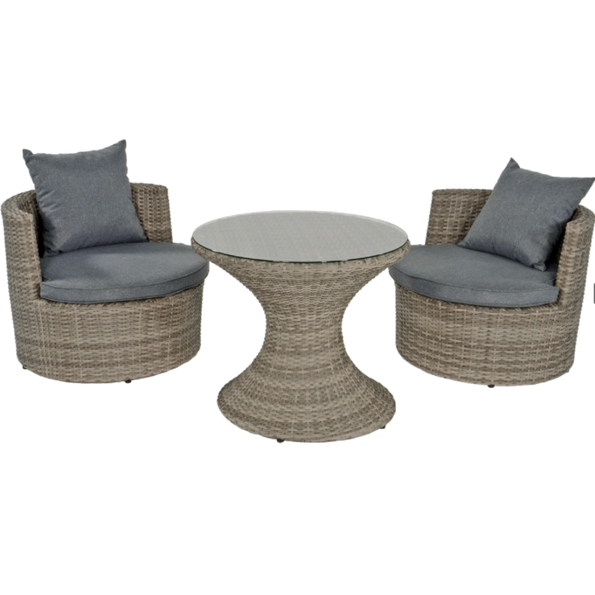 Nancy's Bitoche Lounge Set - Wicker and Aluminum Frame - Gray 