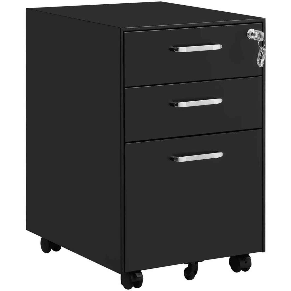 Nancy's Copp Drawer Unit - Filing Cabinet - On Wheels - 3 Drawers - Files - Documents - Steel - Black - 39 x 48 x 60 cm 