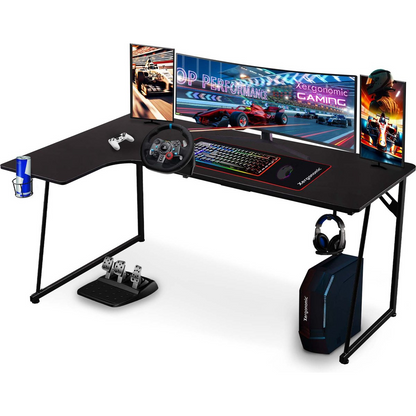 Xergonomic Neon Cyrex Game bureau - Gaming desk - Game tafel - Hoekbureau - D60-100xB40-160xH75 cm - Zwart