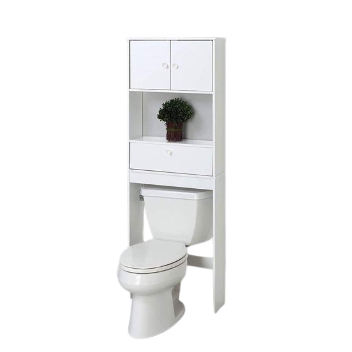 Eleganca Toiletkast - Badkamer meubel - 3 planken - Wit - 162,5cm x 58,5cm x 19cm