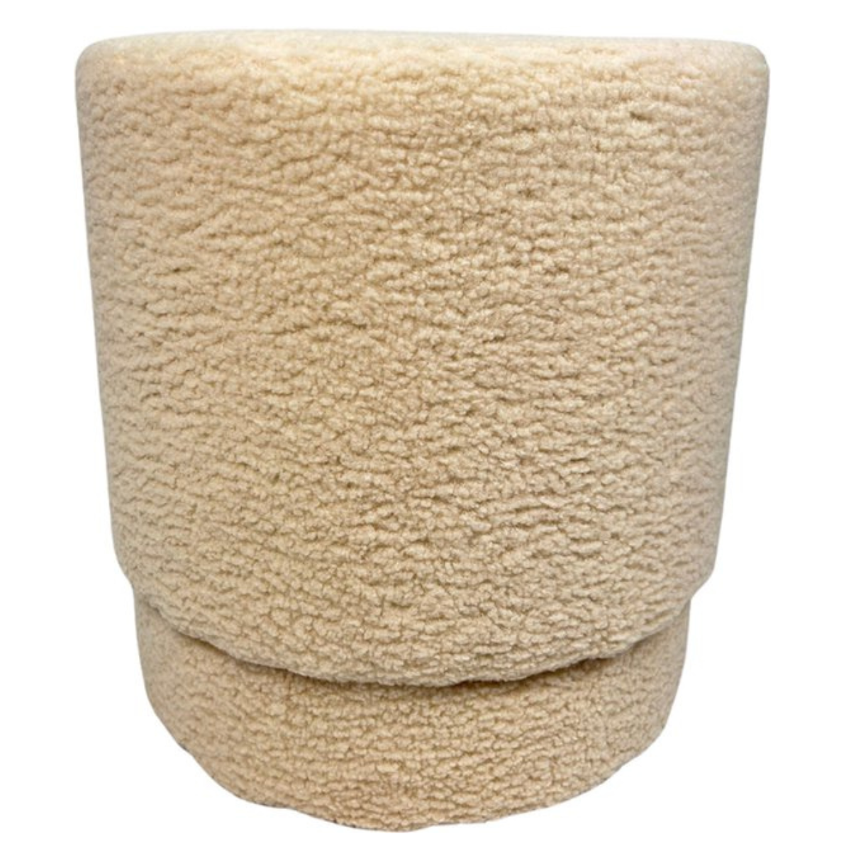 Casamoda Teddy Poef - Krukje - Rond - Beige - Ø 42 x 43 cm