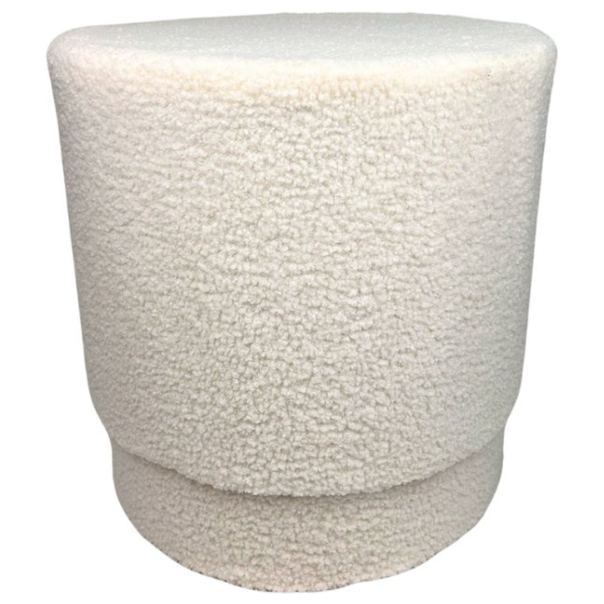 Casamoda Teddy Poef - Krukje - Rond - Off White - Ø 42 x 43 cm