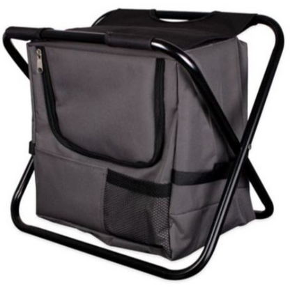 Nancy's Opvouwbare campingkruk met koeltas - Inklapbare Campingstoel - Kampeerkruk - Vouwkruk - Zwart - 21 Liter