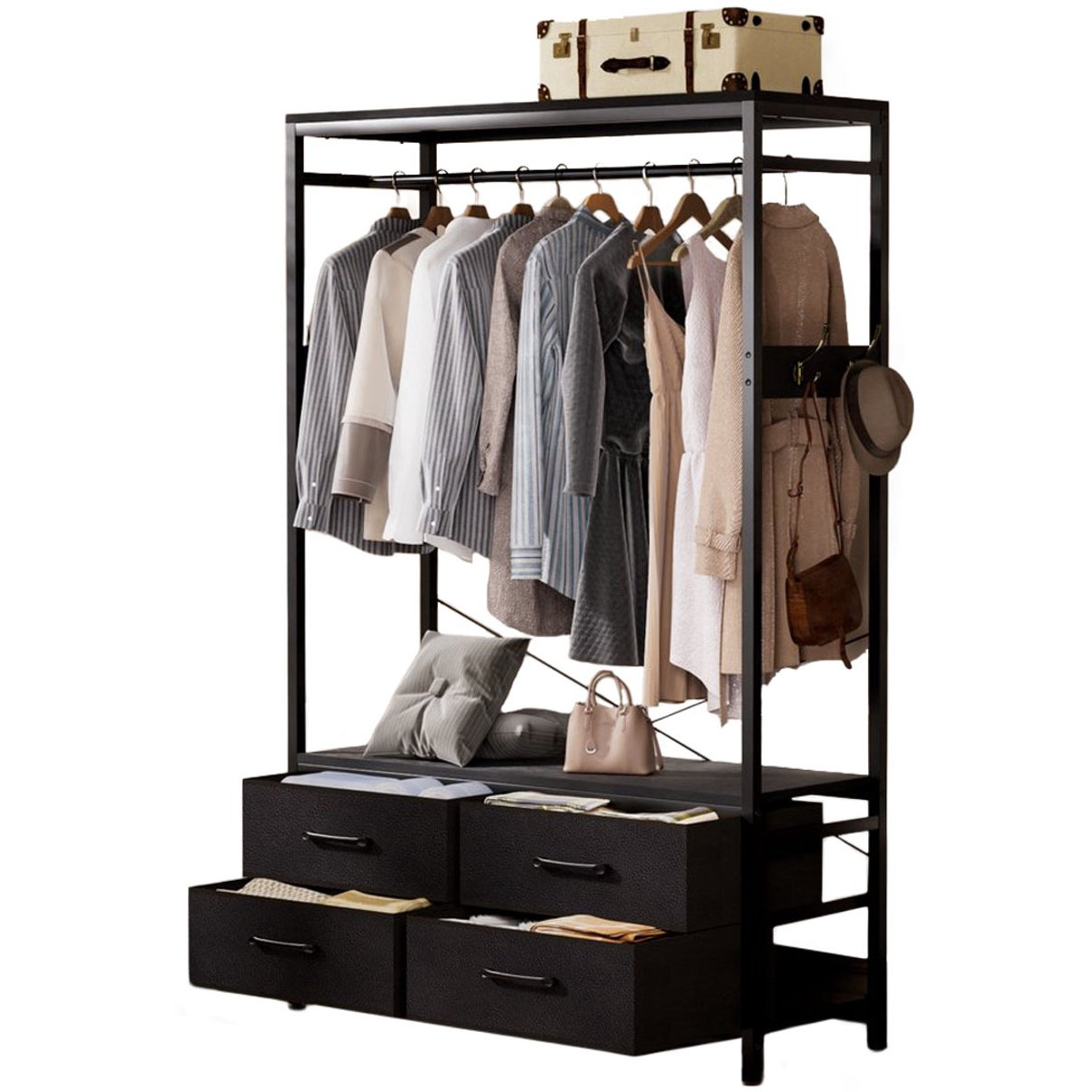 Casamoda Kledingkast - Wandgarderobe - Kledingrek - Kleerkast - Kapstok - Zwart - 100 x 40 x 180 cm