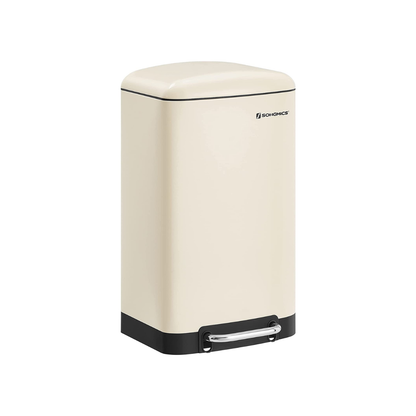 Nancy's Chipman Pedaalemmer - Afvalemmer - Prullenbak - Crème Wit - Staal - 30 Liter