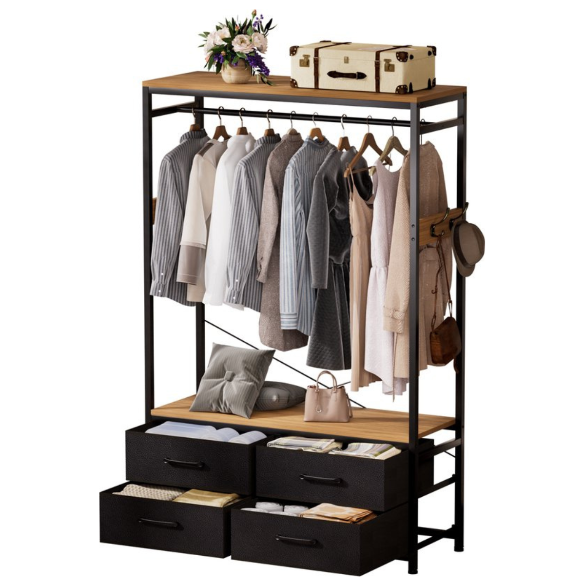 Casamoda Kledingkast - Wandgarderobe - Kledingrek - Kleerkast - Kapstok - Goud Eiken - 100 x 40 x 180 cm