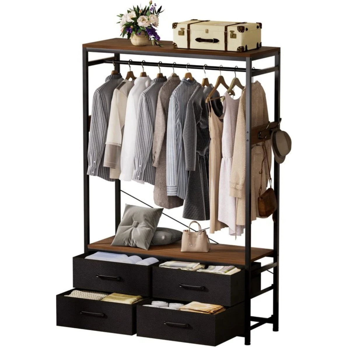 Casamoda Kledingkast - Wandgarderobe - Kledingrek - Kleerkast - Kapstok - Walnoot - 100 x 40 x 180 cm