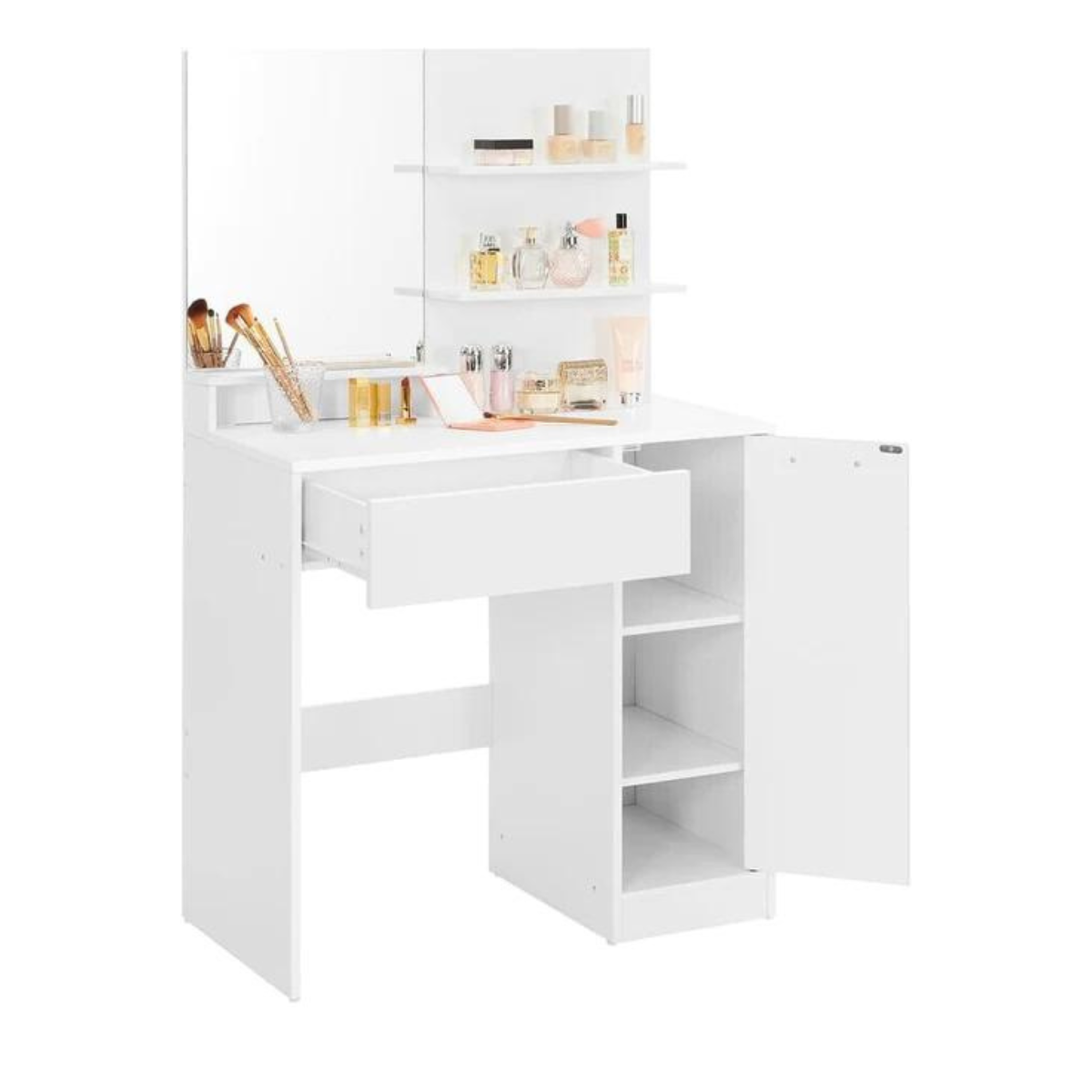 Nancy's Bryants Cove Kaptafel met Spiegel - Make-up Tafel - Wit - ± 80 x 40 x 130 cm