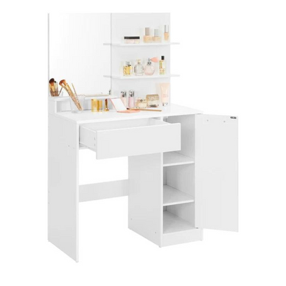 Coiffeuse Nancy's Bryants Cove avec miroir - Table de maquillage - Coiffeuses - Moderne - Blanc - 80 x 40 x 132 cm