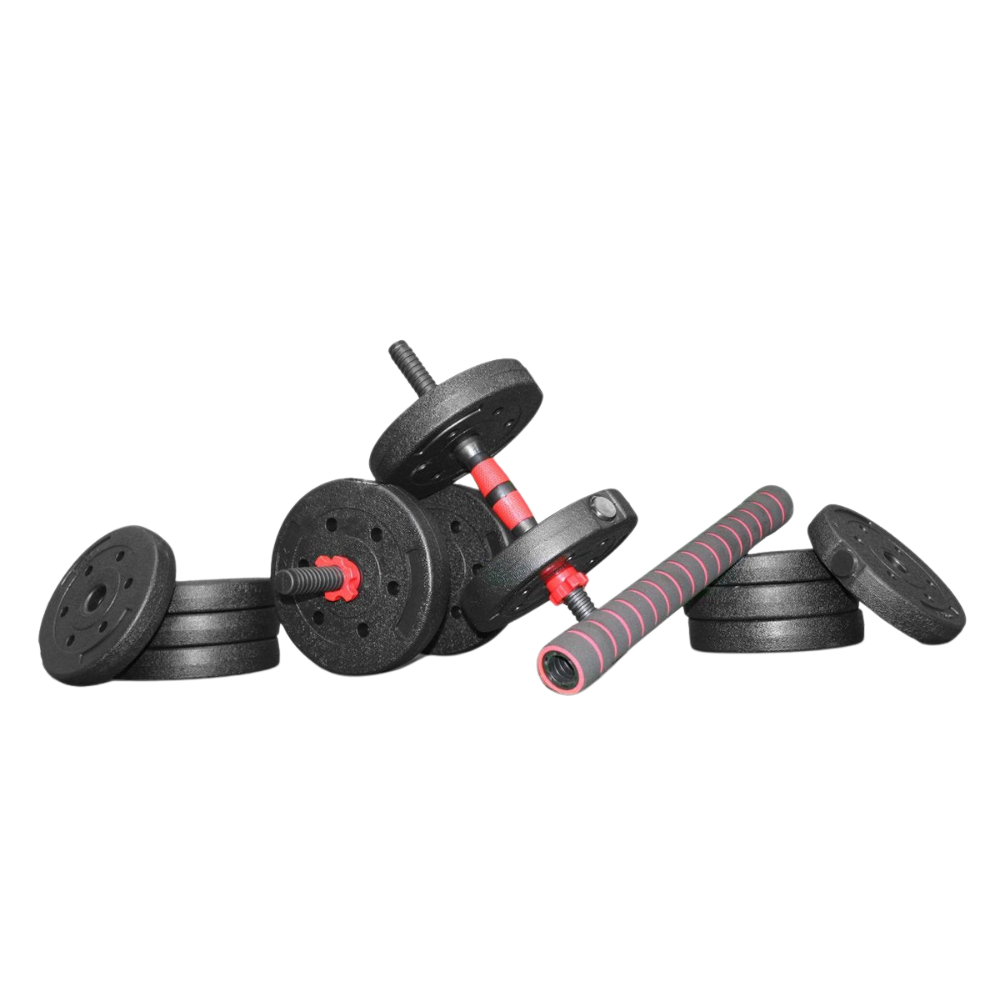 SOUTHWALL Adjustable Dumbbell Set up to 40kg - Dumbbell Set - 2-in-1 Weights - Home Gym - Strength Training - Red
