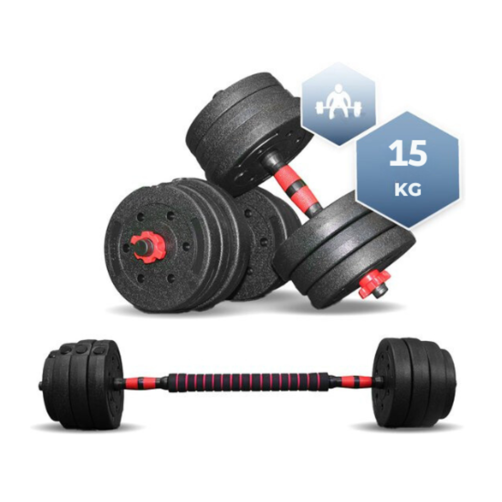SOUTHWALL Dumbbells set adjustable with barbell up to 15kg