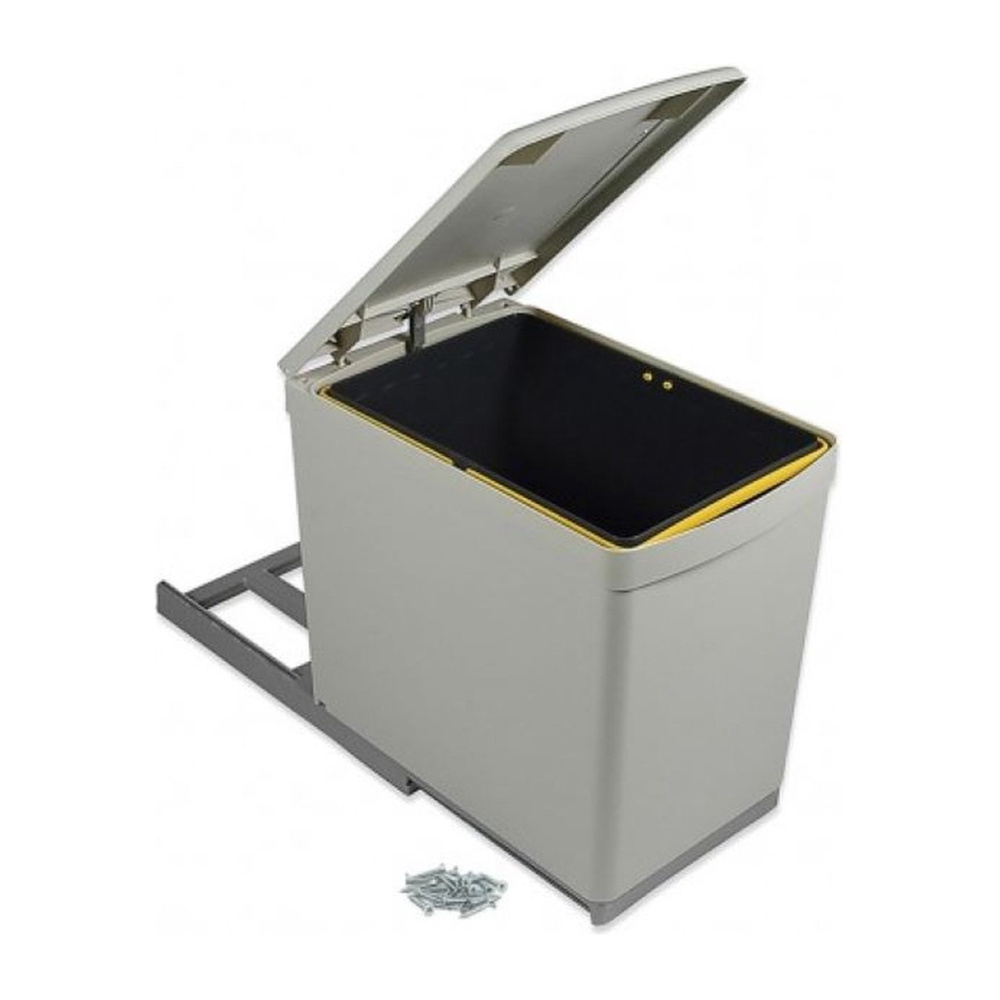 Poubelle encastrable 16 litres ouverture automatique du couvercle Gris