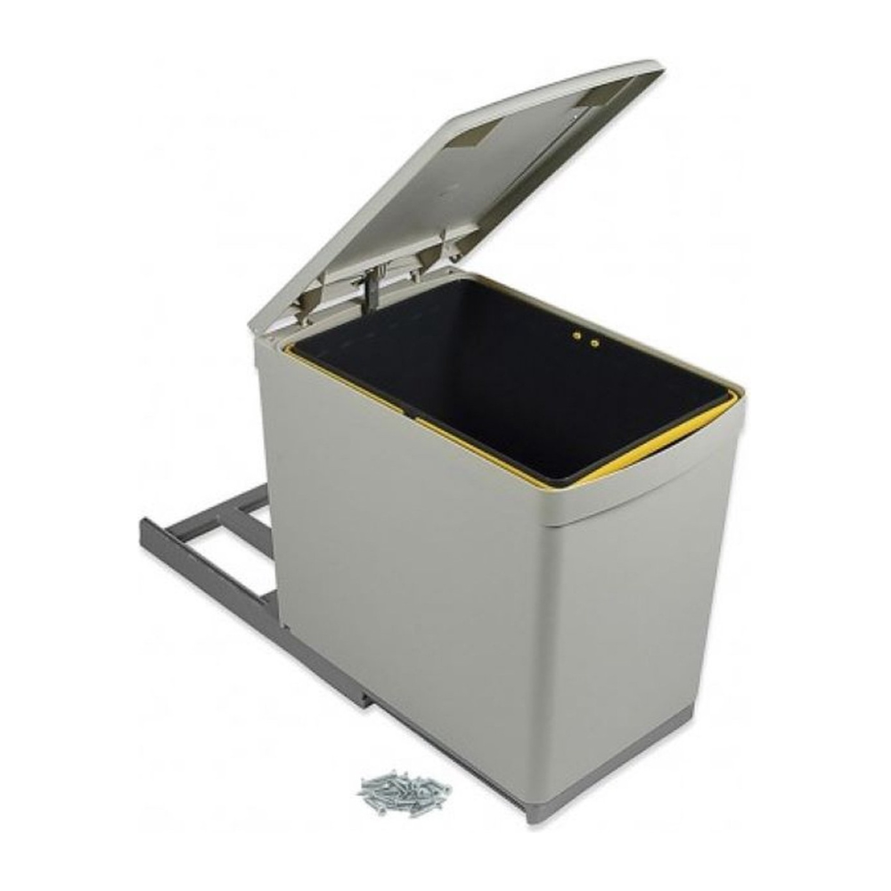 Inbouw prullenbak - Inbouw afvalemmer - Inbouw afvalbak - Inbouw vuilnisbak - Prullenbakken afval scheiden - 16 Liter automatische dekselopening Grijs