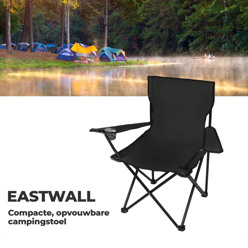 EASTWALL Chaise de camping pliante Noir