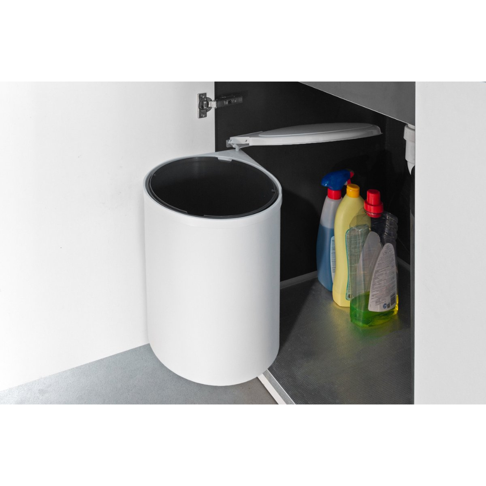 Inbouw prullenbak - Inbouw afvalemmer - Inbouw afvalbak - Inbouw vuilnisbak - 13 Liter rond Wit