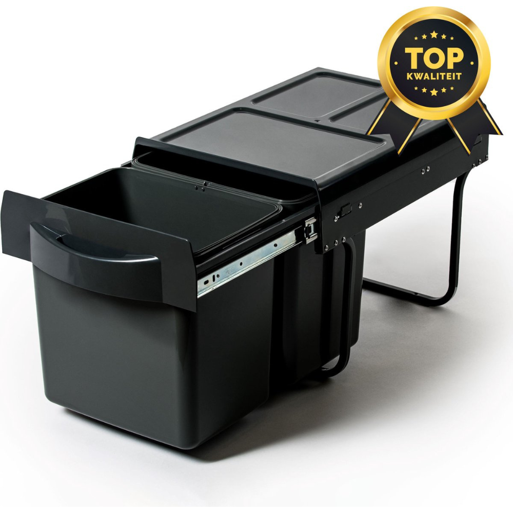 Eleganca Inbouw prullenbak - Inbouw afvalemmer - Inbouw afvalbak - Inbouw vuilnisbak - 2x16 Liter - Prullenbakken afval scheiden