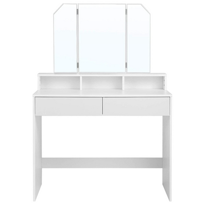 Nancy's Bryants Corner Make-up Tafel met Spiegel - Kaptafel - Beauty Tafel - Wit - ± 100 x 40 x 140 cm
