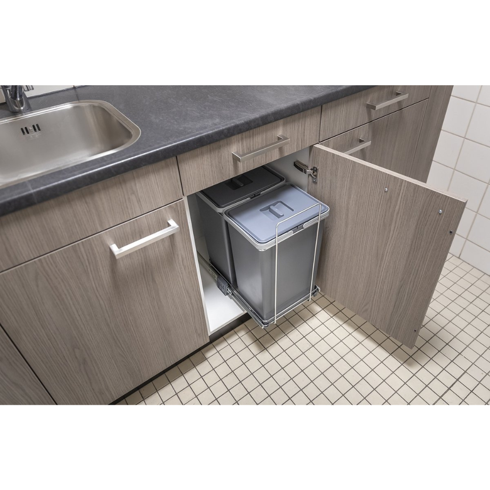 Eleganca Inbouw prullenbak - Inbouw afvalemmer - Inbouw afvalbak - Inbouw vuilnisbak - Prullenbakken afval scheiden - 2x24 Liter