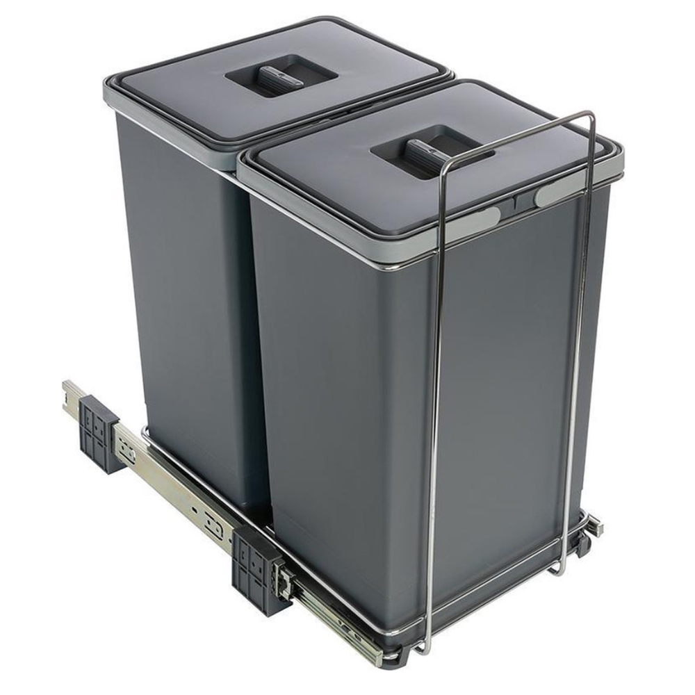 Eleganca Inbouw prullenbak - Inbouw afvalemmer - Inbouw afvalbak - Inbouw vuilnisbak - Prullenbakken afval scheiden - 2x24 Liter