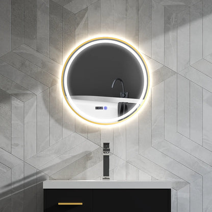 Nancy's Daone Badkamerspiegel - Spiegel met LED-Verlichting - Anticondensfunctie - Goud - Ø60 cm