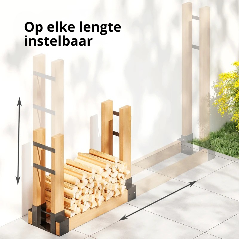 Nancy's Mormanno Haardhout Opslag - Houtopslag - Brandhoutopslag - Haardhoutrek - Zwart - Staal