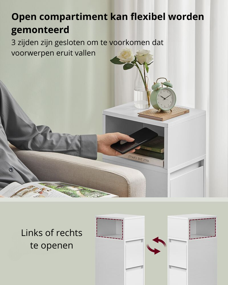 Nancy's Bottanuco Nachtjes Set van 2 - Bijzettafels - Wit - 25 x 30 x 65 cm
