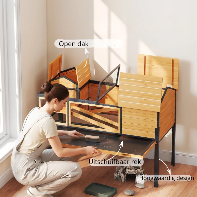 Nancy's Penzale Dierenverblijf - Schilpaddenhuis - Schilpaddenren - Dennenhout - ± 130 x 65 x 95 cm