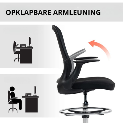 Nancy's Panarea Bureaustoel - Computerstoel - Kantoorstoel - Verstelbaar - Zwart - Netstof