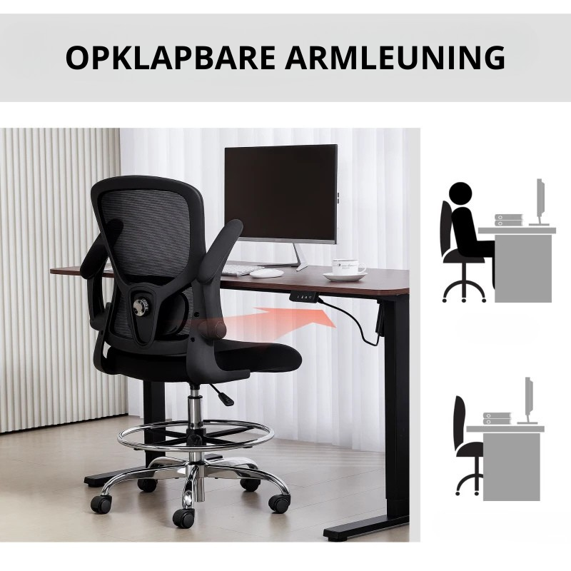 Nancy's Panicale Bureaustoel - Computerstoel - Kantoorstoel - 4D Lendensteun - Zwart - Gaas