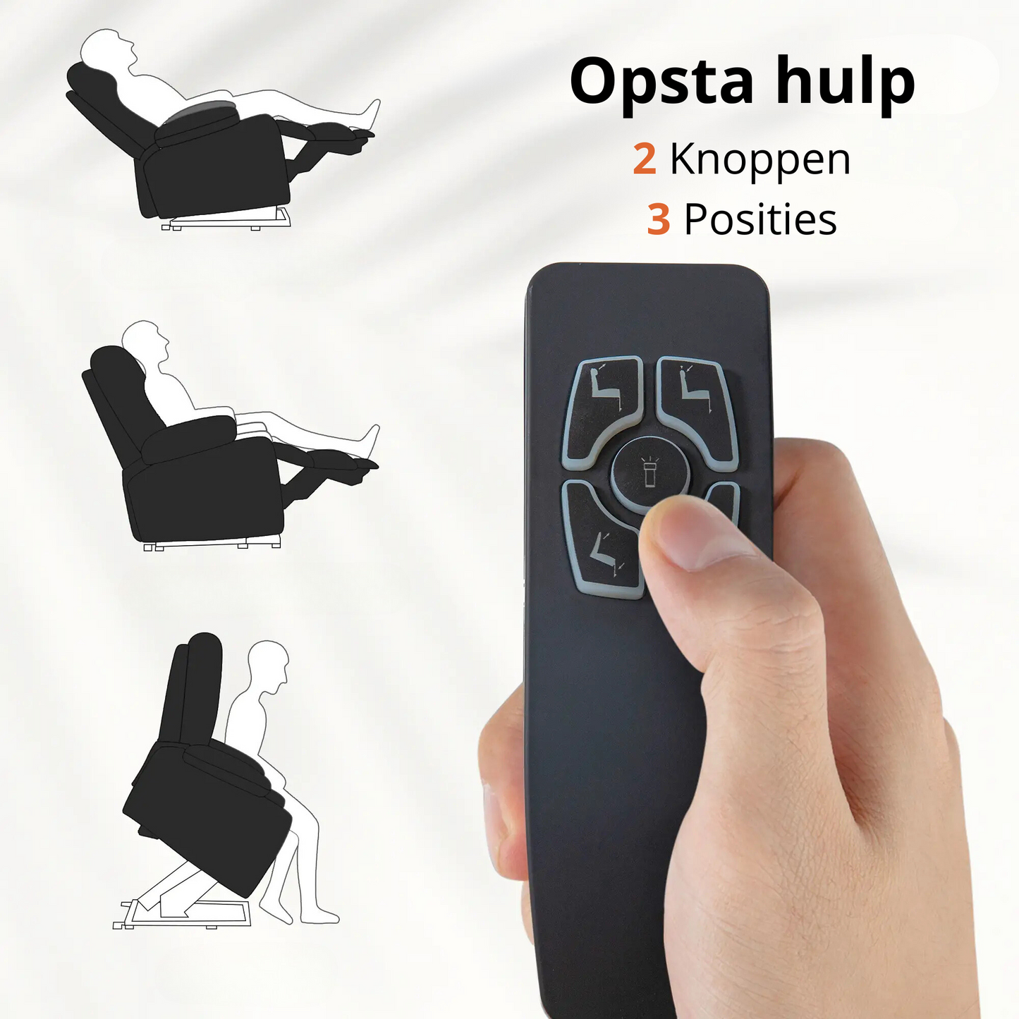 Nancy's Arcozelo Sta op stoel - Opsta stoel - Fauteuil - Relaxstoel - Zwart - Imitatielinnen