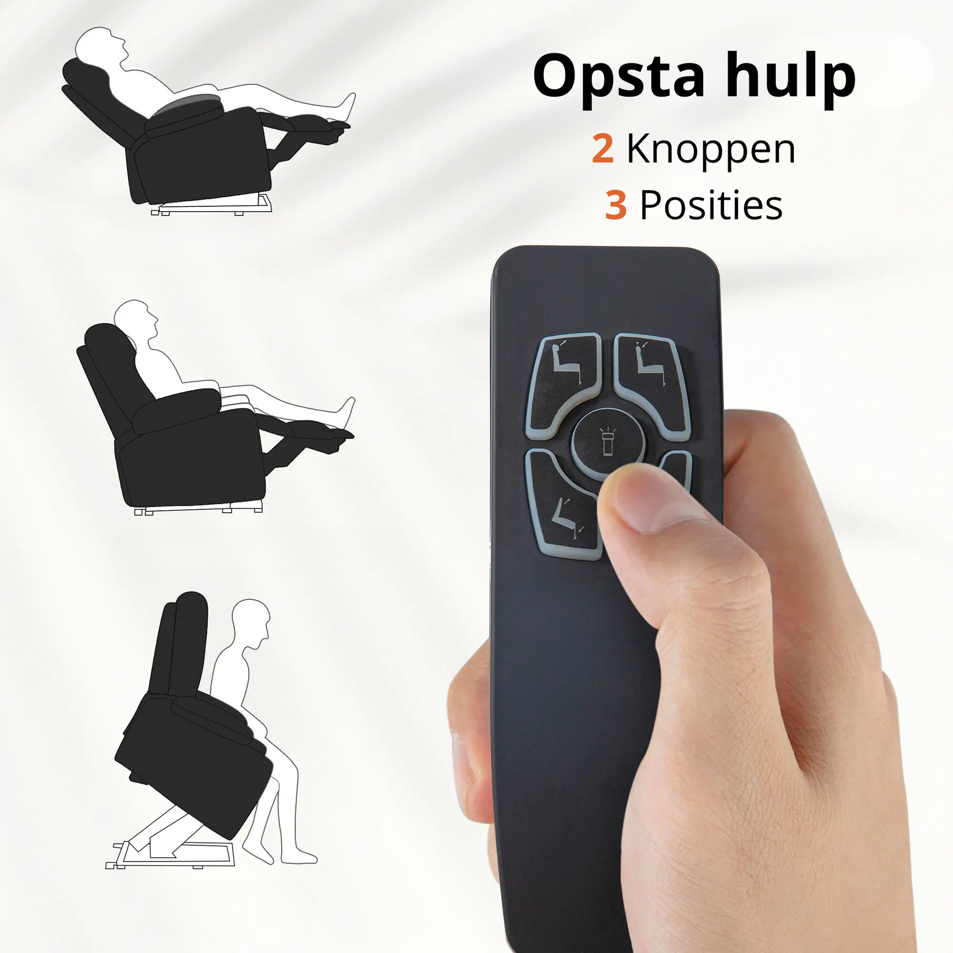 Nancy's Arcozelo Sta op stoel - Opsta stoel - Fauteuil - Relaxstoel - Zwart - Imitatielinnen