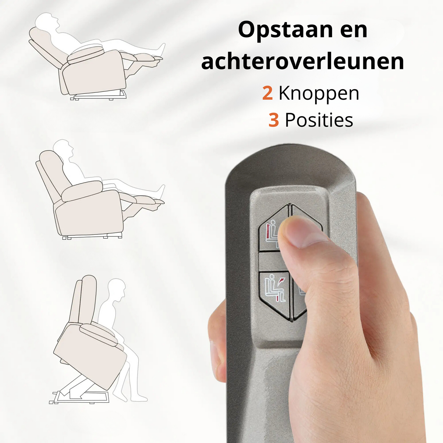 Nancy's Goncalo Sta op stoel - Opsta stoel - Seniorenstoel - Relaxfauteuil - Roomwit - Linnen