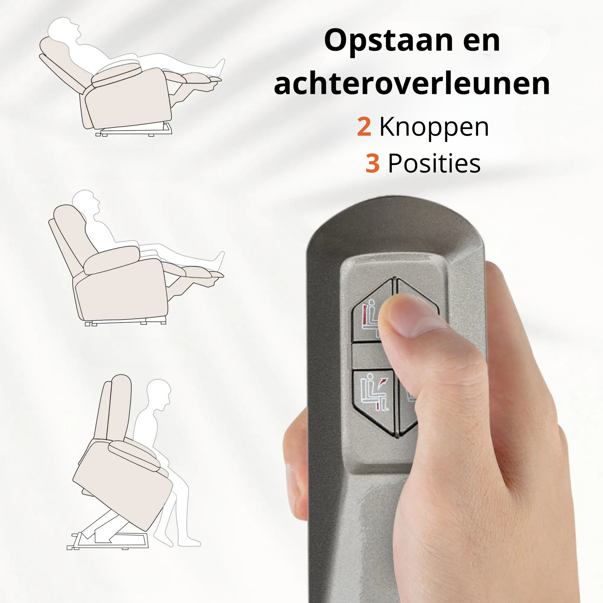 Nancy's Goncalo Sta op stoel - Opsta stoel - Seniorenstoel - Relaxfauteuil - Roomwit - Linnen