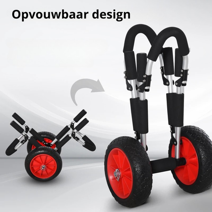 Nancy's Quarona Surfwagen - Kajakwagen - Bootwagen - Opvouwbaar - ± 65 x 55 x 40 cm