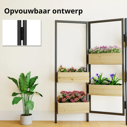 Nancy's Porrena Plantenbak - Bloembak - Plantenrek - 6 Plantenbakken - Dennenhout - 115 x 20 x 110 cm