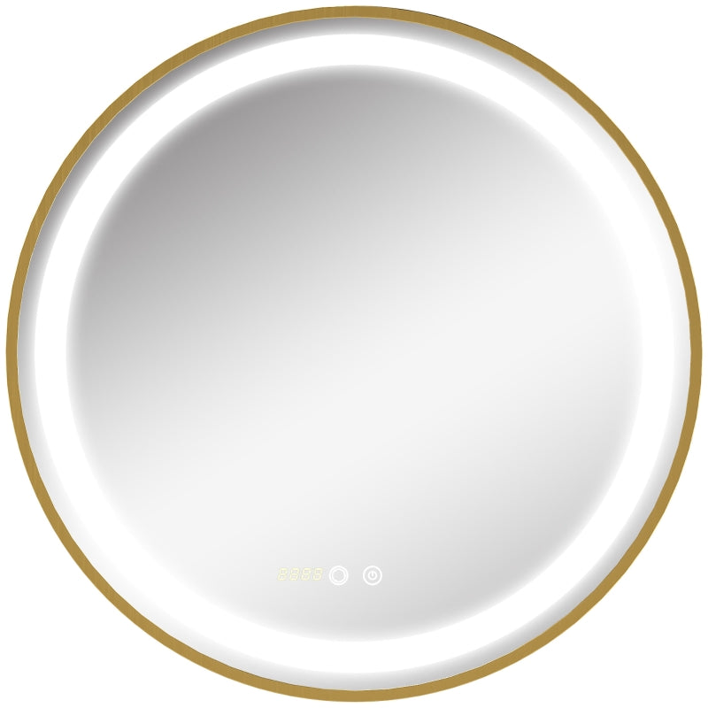 Nancy's Derby Badkamerspiegel - Ronde Spiegel - Make-up Spiegel - LED-Verlichting - Goud - Ø 60 cm