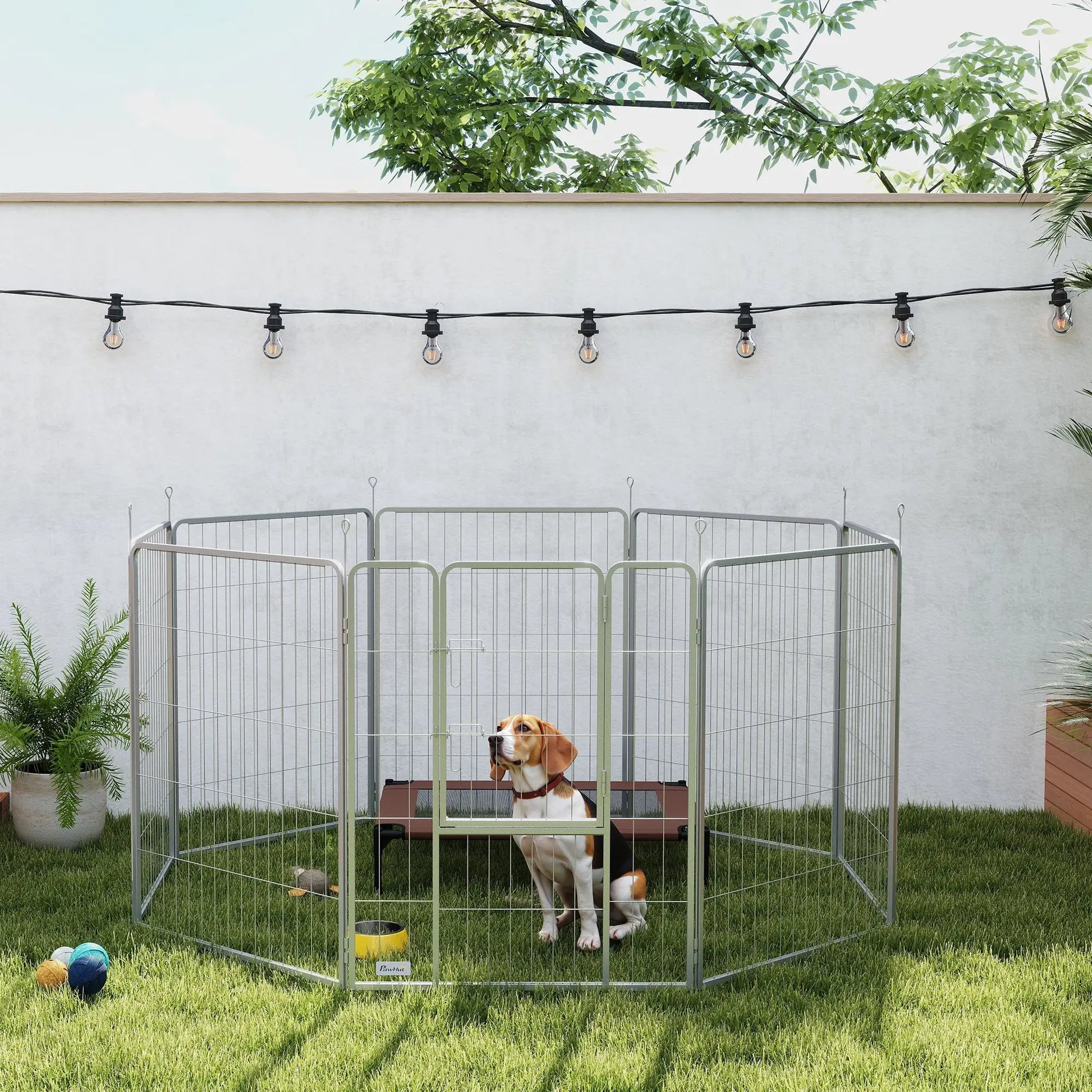 Nancy's Cognola Hondenbox - Honden ren - Dieren ren - Zilver - Staal