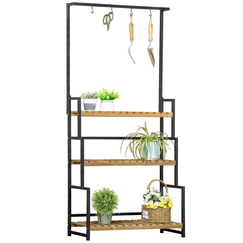 Support à plantes Iruna de Nancy - Escaliers à fleurs - Escaliers à plantes - Noir - ± 80 x 35 x 175 cm