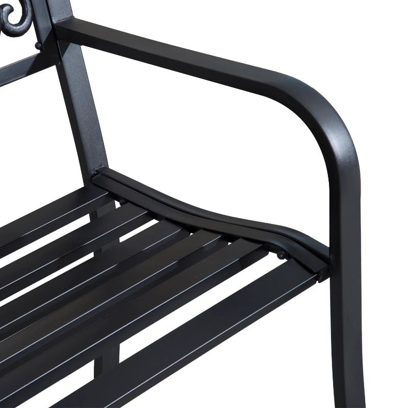 Nancy's Resiutta Tuinbank - Balkonbank - Parkbank - Zwart - Staal - ± 125 x 60 x 85 cm