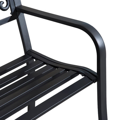 Nancy's Resiutta Tuinbank - Balkonbank - Parkbank - Zwart - Staal - ± 125 x 60 x 85 cm