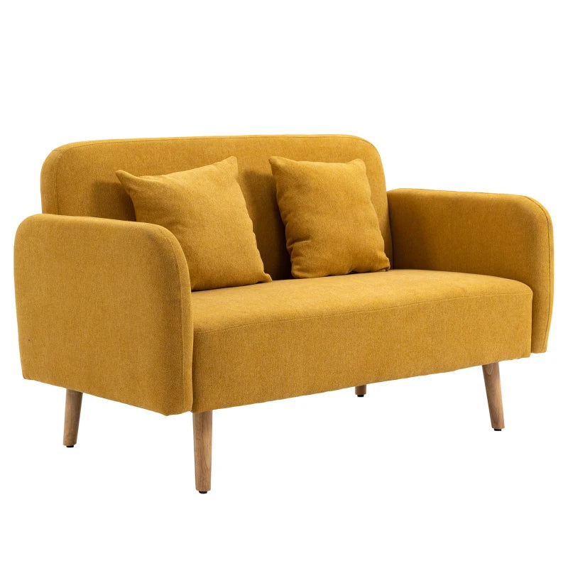 Nancy's Seregno 2-Zitsbank - Tweezitsbank - Woonkamerbank - Zitbank - Geel - Fluweel - 130 x 70 x 80 cm