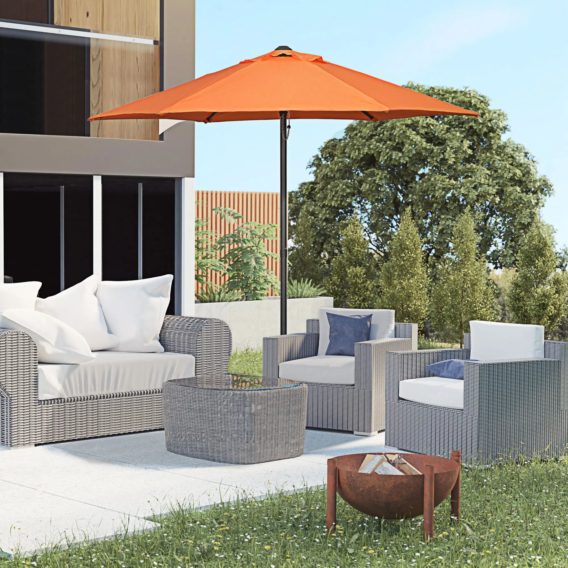 Nancy's Creazzo Parasol - Tuinparasol - Oranje - ± Ø 195 x 205 cm