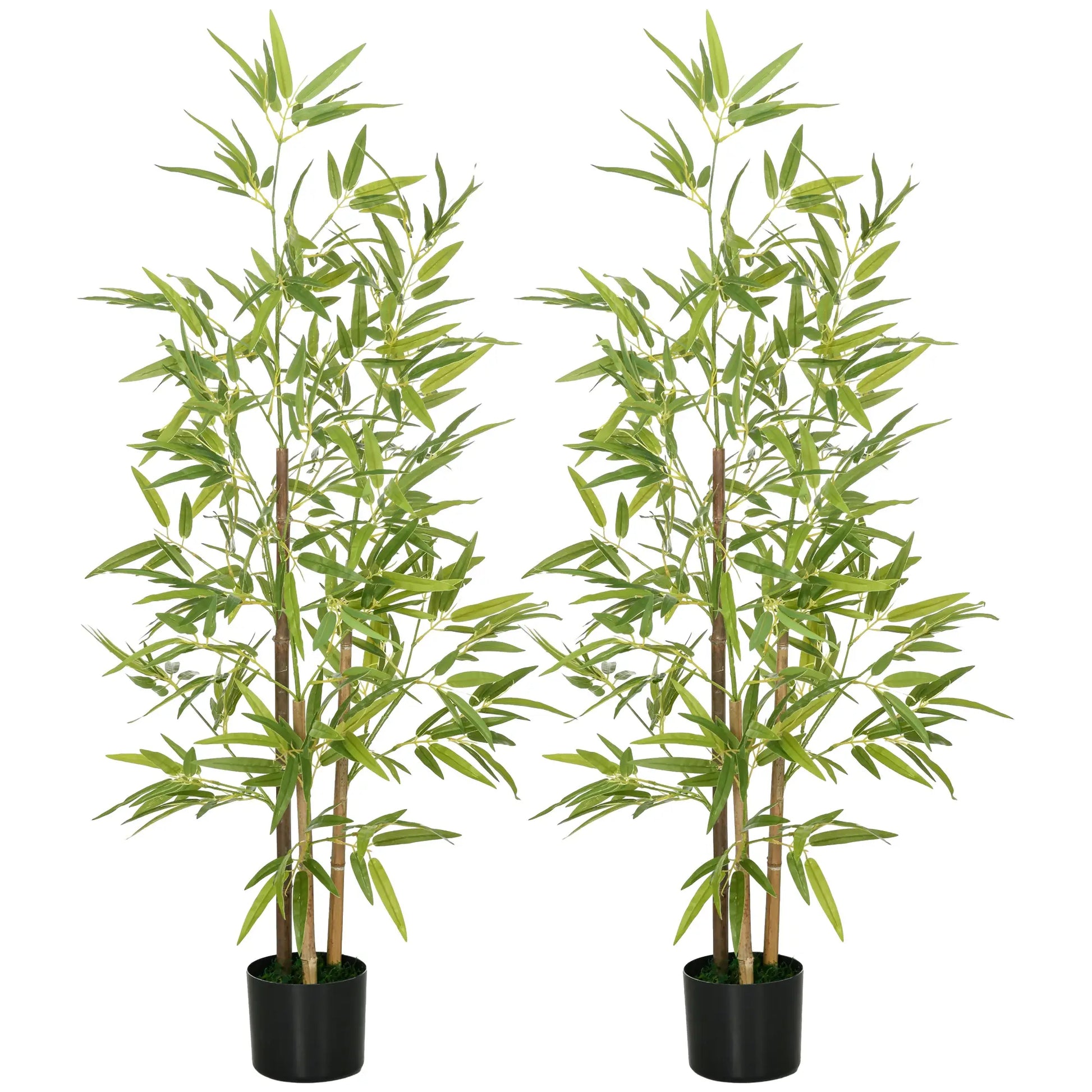 Nancy's Fisciano Kunstplanten - Set van 2 Kunst Bamboeplanten - Kunstbomen - Groen - 120 cm hoog