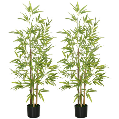 Nancy's Fisciano Kunstplanten - Set van 2 Kunst Bamboeplanten - Kunstbomen - Groen - 120 cm hoog