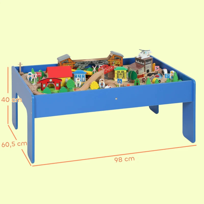 Nancy's Pezzaze Speeltafel voor kinderen - Treintafel - 108-delige houten treinset - Blauw