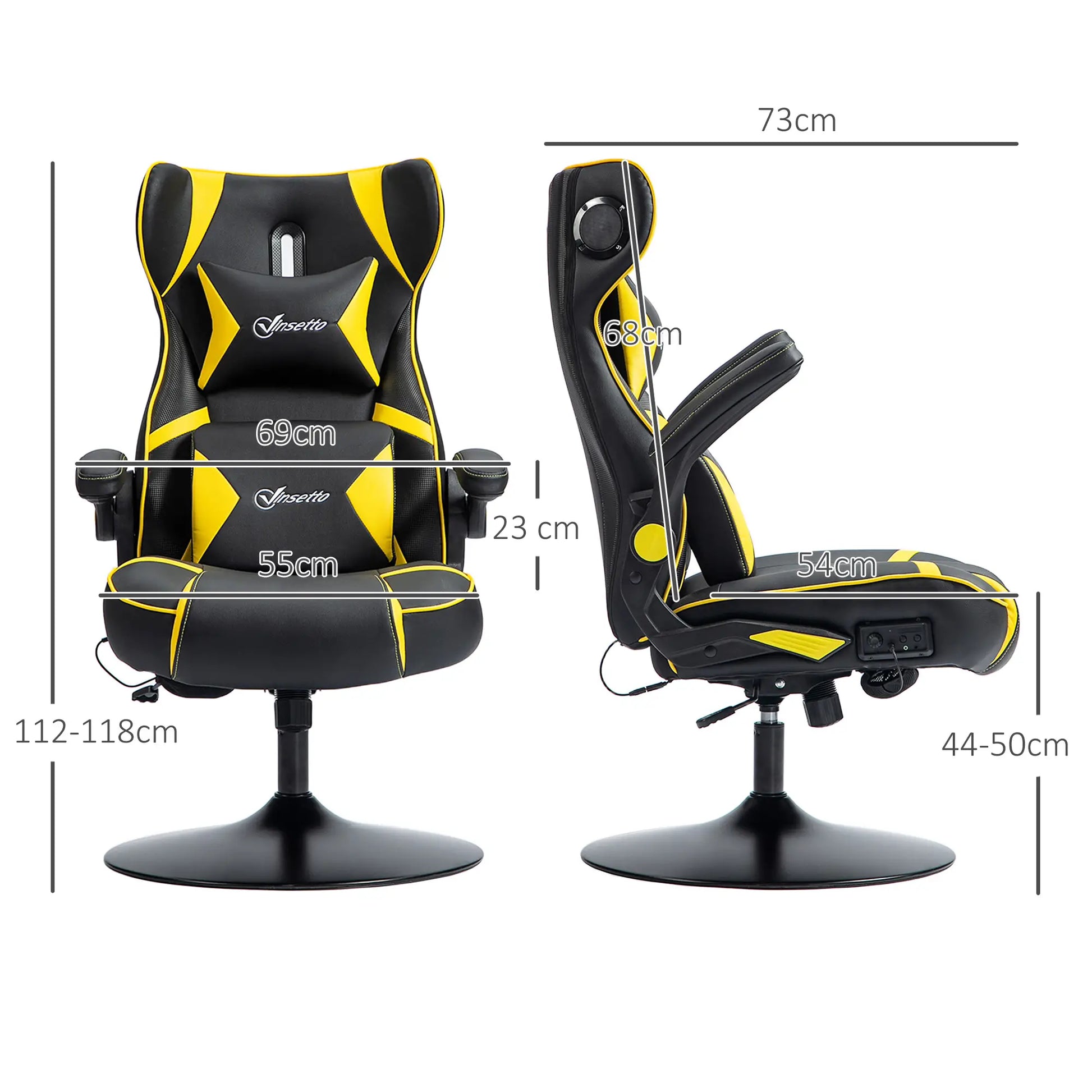 Nancy's Mangualde Gamestoel - Gaming Stoel - Bureaustoel - Bluetooth Speakers - Aanpasbaar - Zwart / Geel