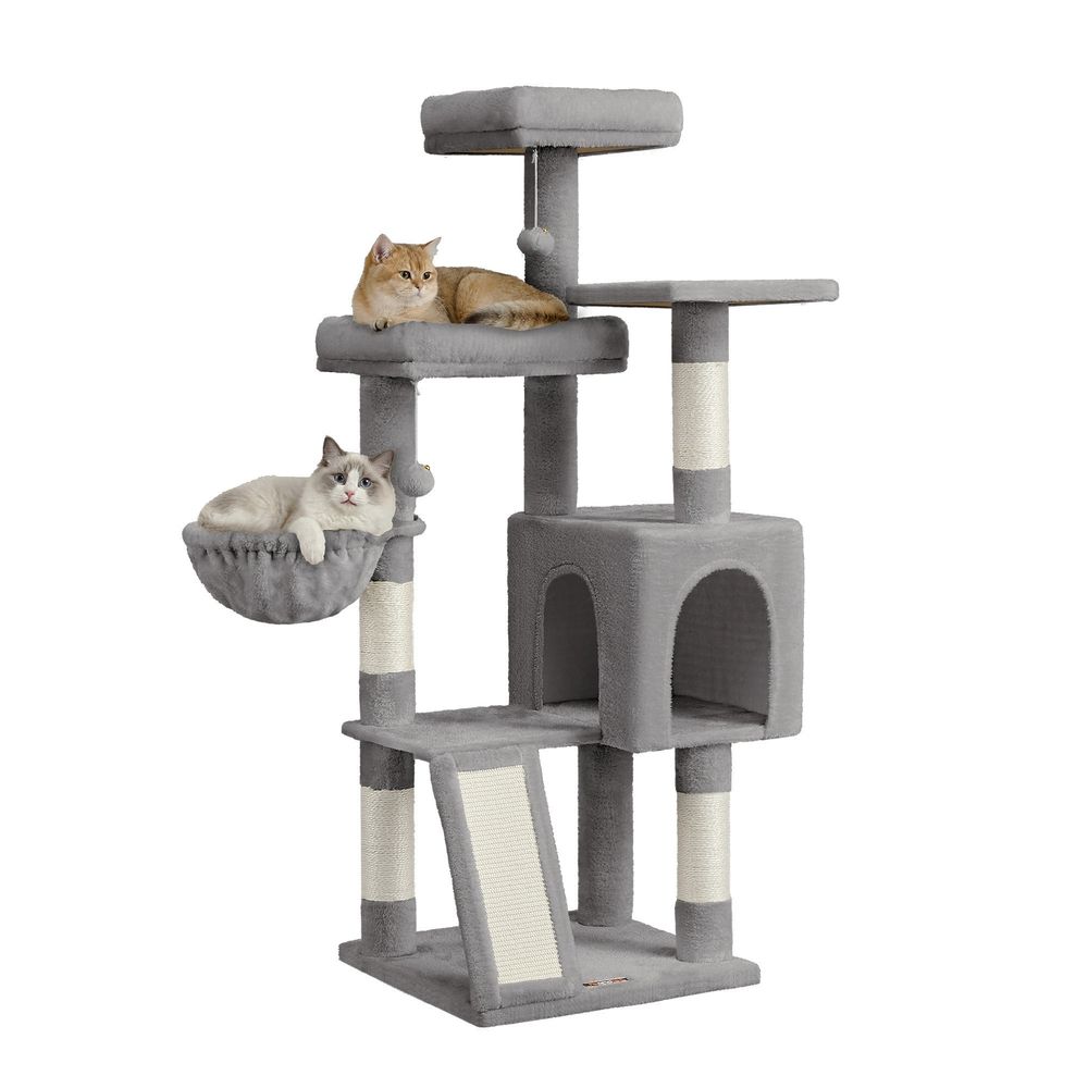 Nancy's Sestriere Krabpaal - Kattenboom - Krabplank - Grijs - Pluche - ± 50 x 50 x 135 cm