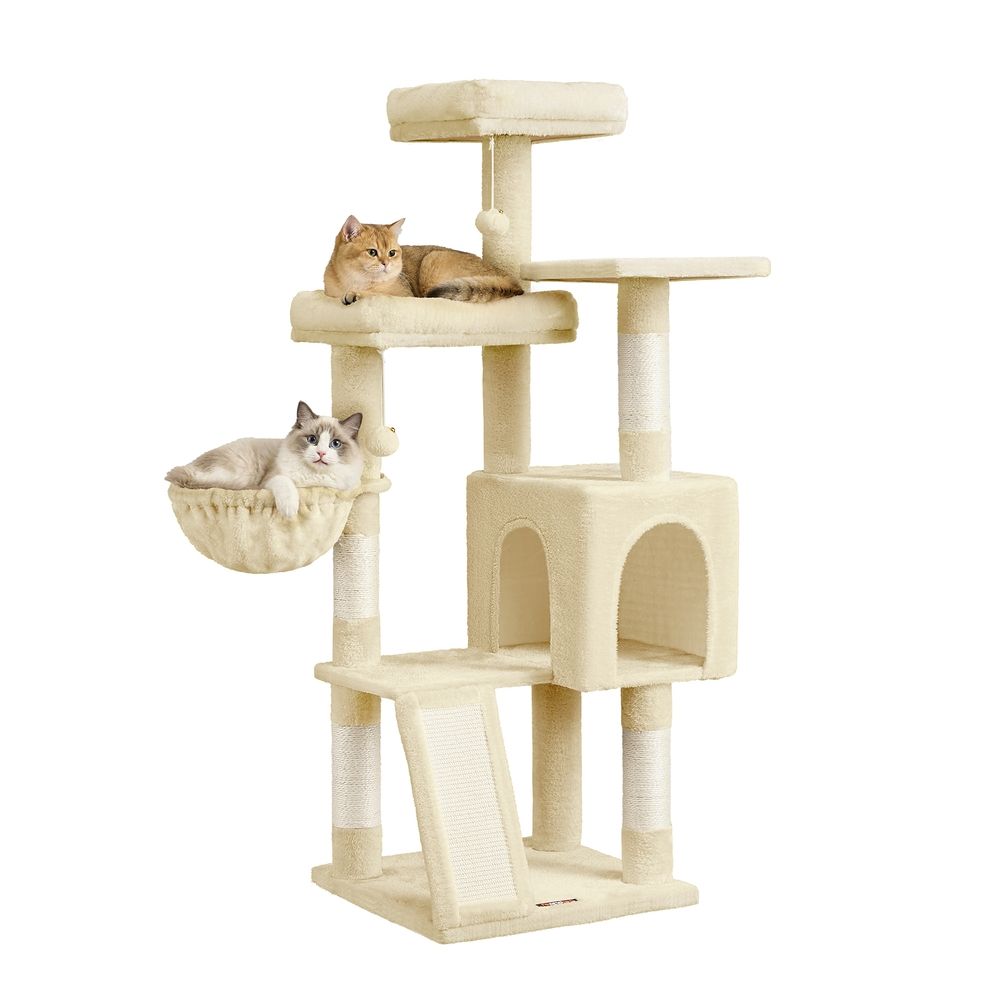 Nancy's Settala Krabpaal - Kattenboom - Krabplank - Beige - ± 50 x 50 x 135 cm